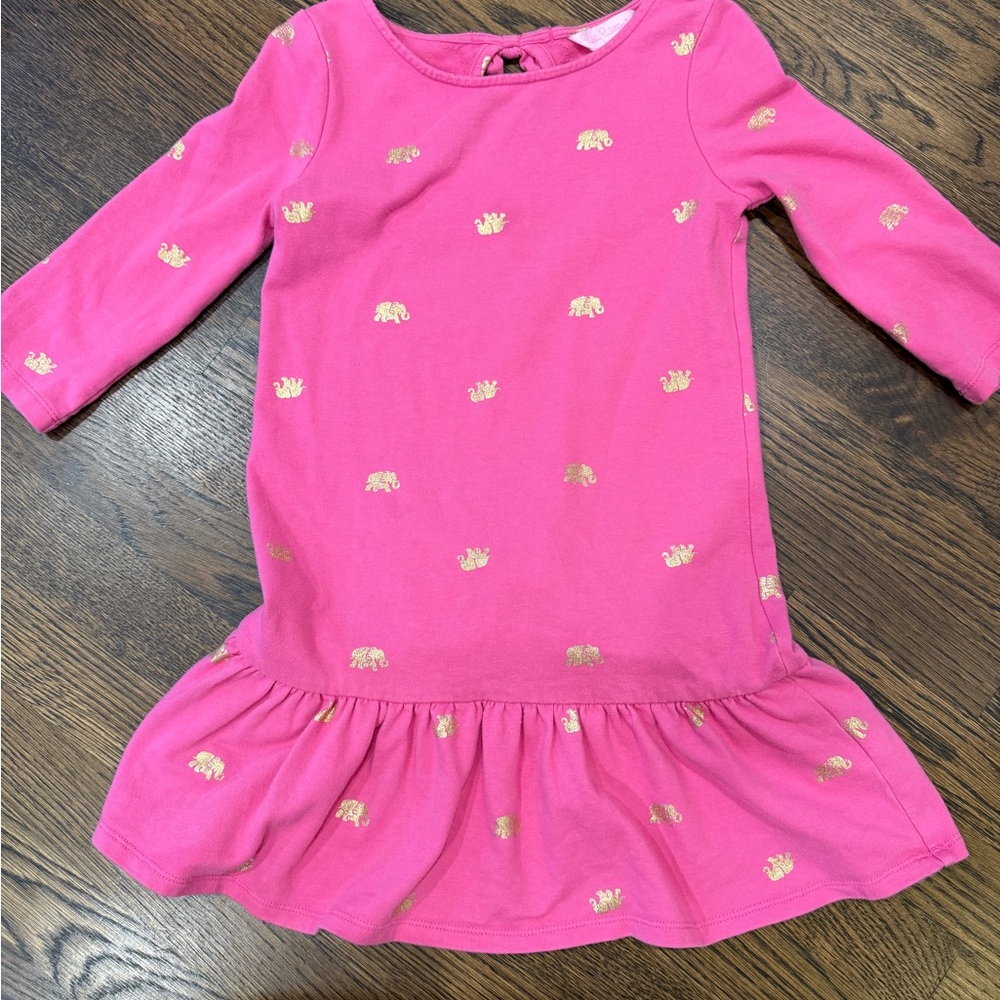 Lilly Pulitzer Girls Pink Elephant Print Dress – Size M (6–7)